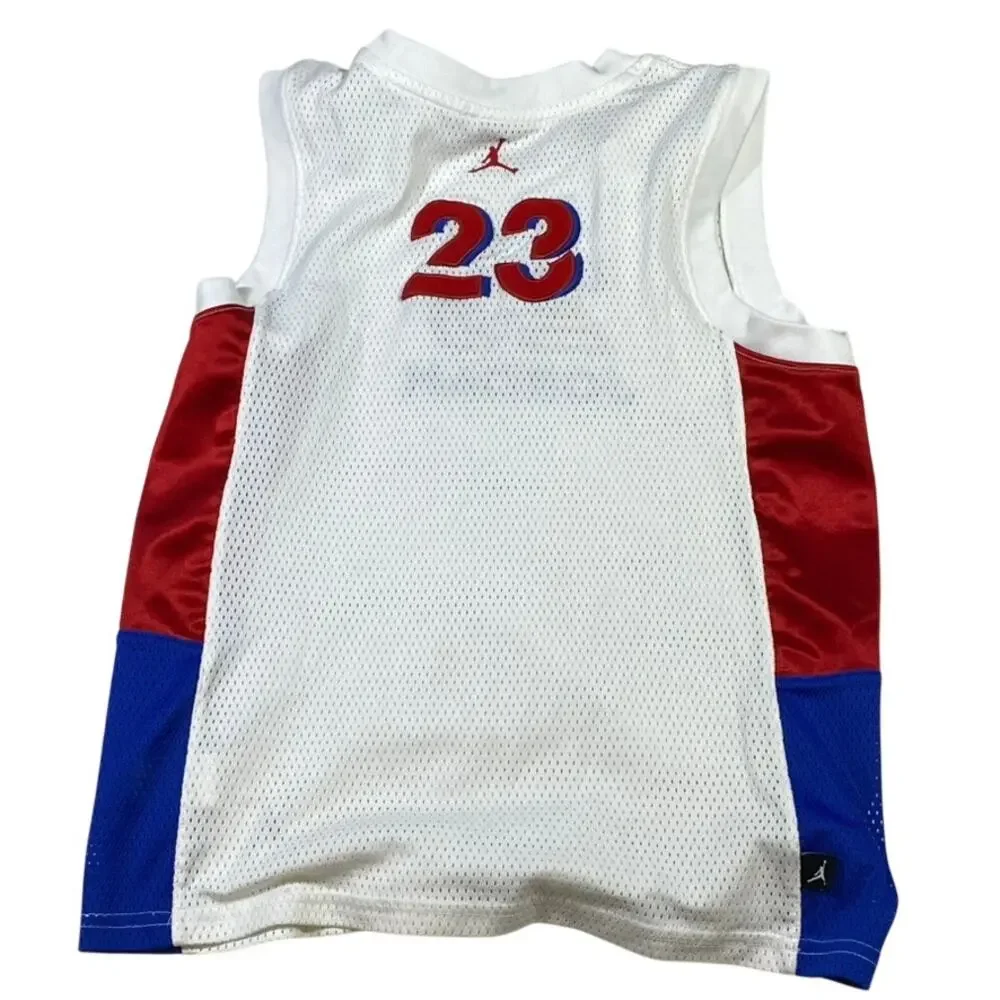 Vintage Michael Jordan 23 Jordan Brand Basketball Jersey Youth Size 7 White Mesh
